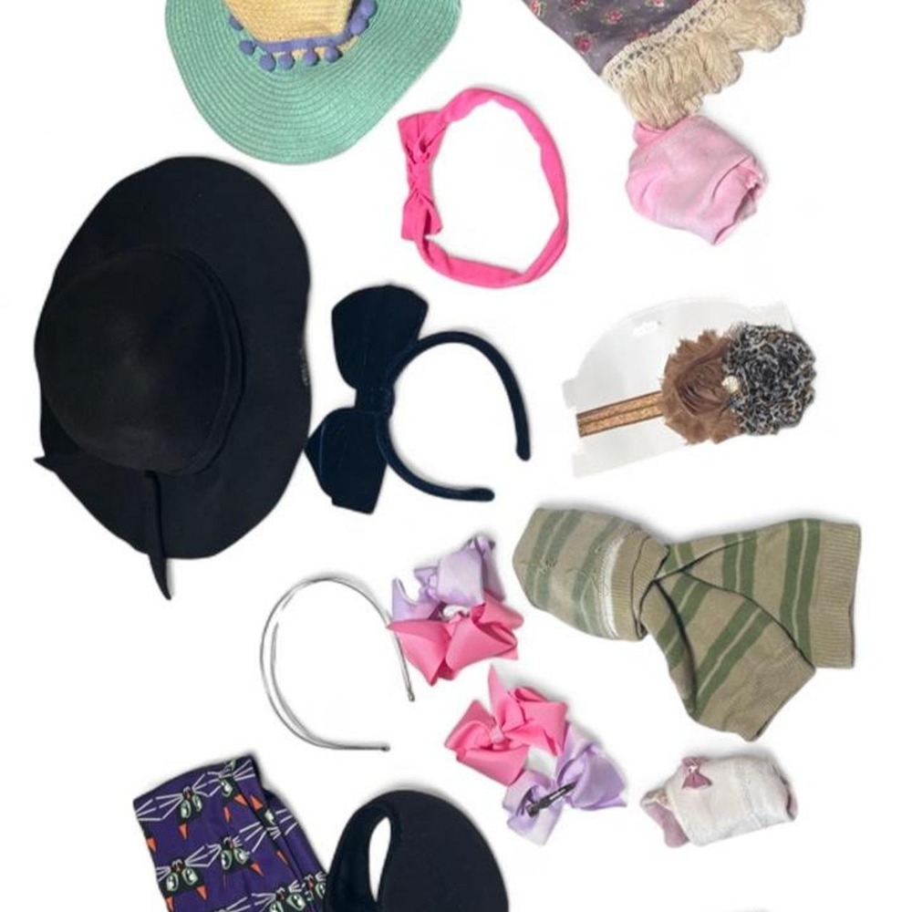 Columbia Diaper Mat & Accessories Bundle Hats Scarf Headbands Bows Multi